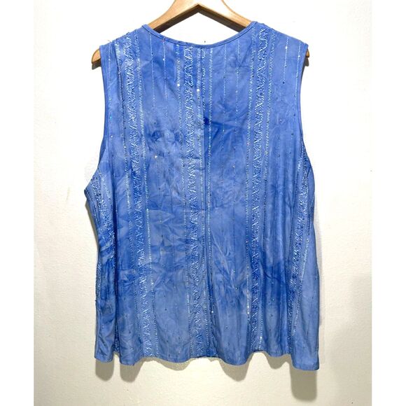 Coral Bay top blouse sequin blue casual comfy stretchy colorful women 3X - Picture 2 of 6